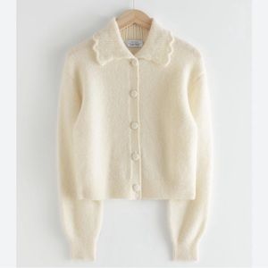 & Other Stories Statement Collar Knit Cardigan Alpaca Wool Blend Sweater Small